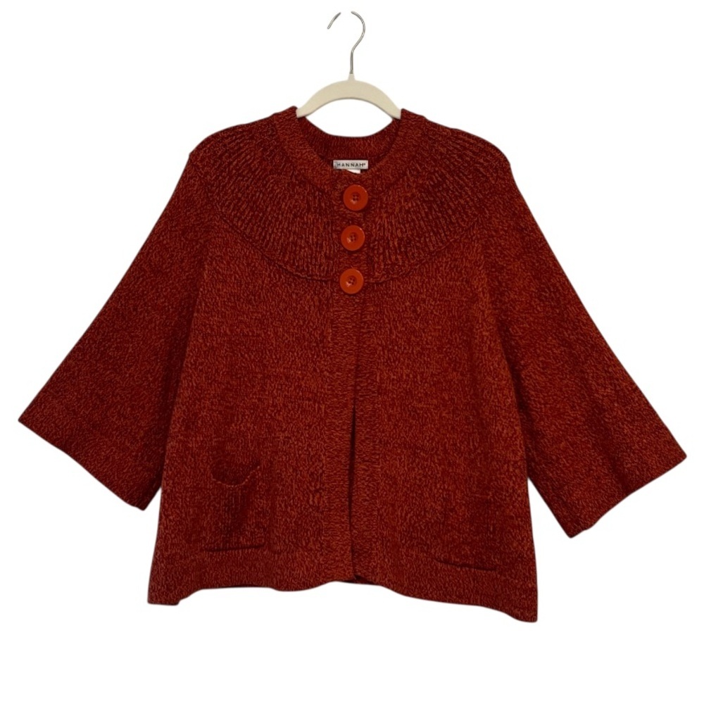 Hannah Rust Marled Knit Button Front Cardigan Sweater Large - Picture 11 of 11